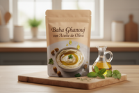 Baba Ghanouj con Aceite de Oliva  packet with label F1EBE4 background colour 