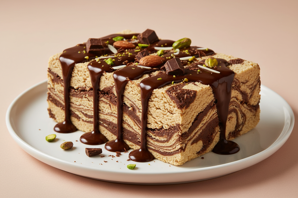 Halawa con Chocolate F1EBE4 background colour 