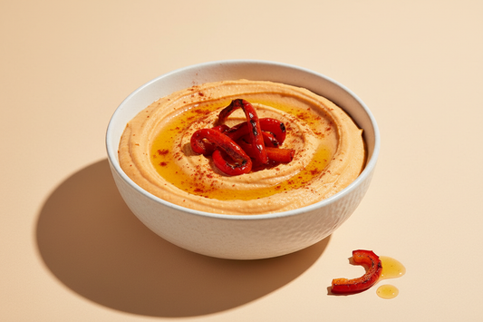 Hummus de Pimiento Asado  F1EBE4 background colour 