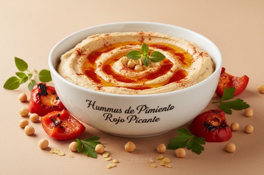 Hummus de Pimiento Rojo Picante  F1EBE4 background colour 