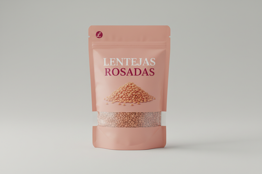 Lentejas Rosadas packet with label F1EBE4 background colour 