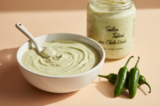 Salsa Tahini con Chile Verde  F1EBE4 background colour