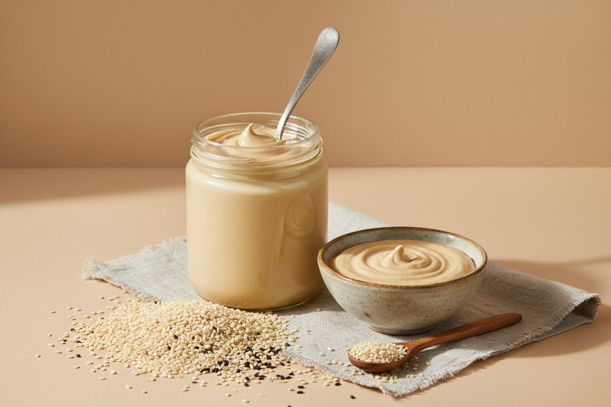 Tahini Clásico F1EBE4 background colour