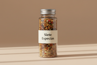 Use bottle for speices and label name siete Especias